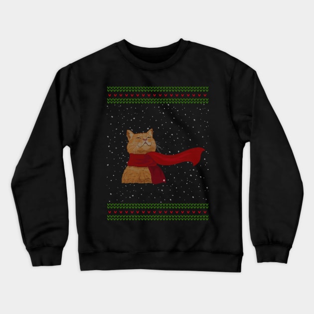 Knitted Cat Crewneck Sweatshirt by VectorInk